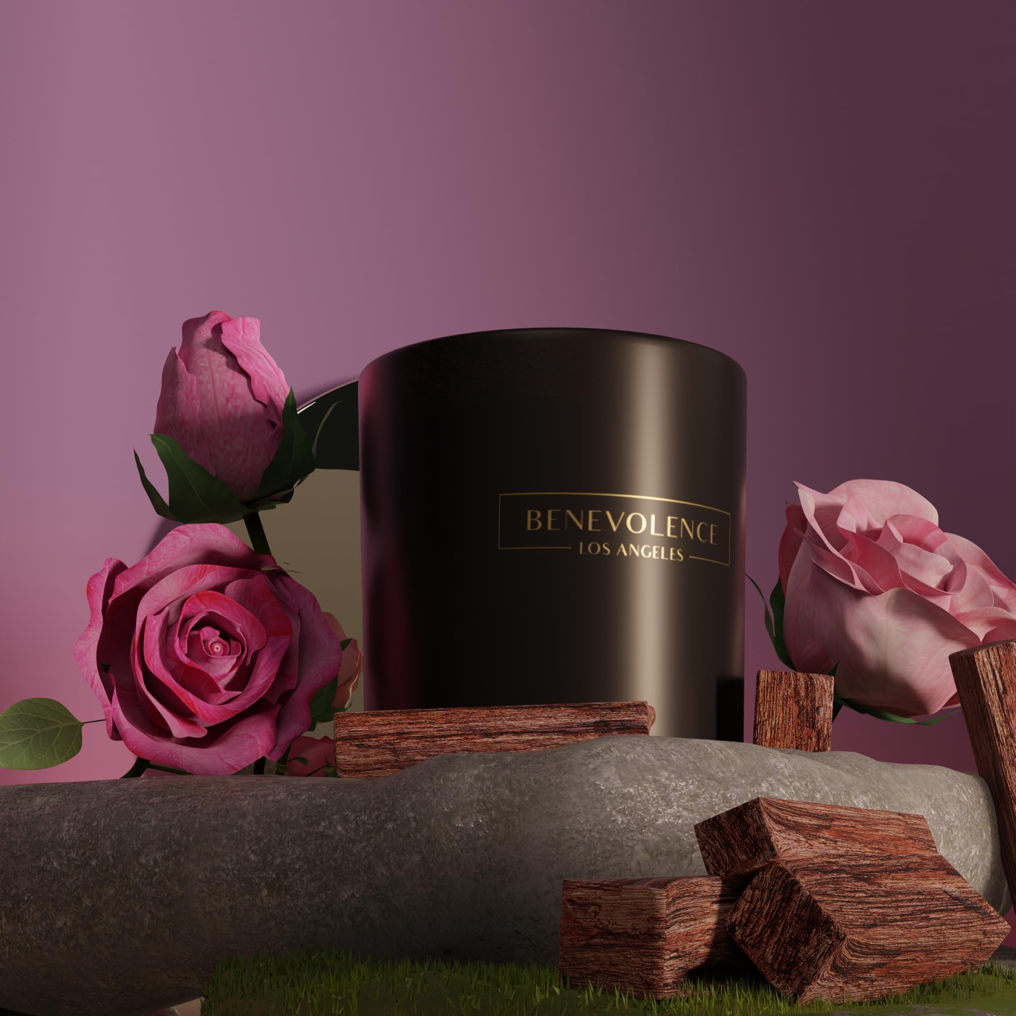 Premium 3 Wick Candle, Rose & Sandalwood Large Candle, Scented Candles for Home Scented, 14.5 oz 50 Hour Burn Time, All Natural